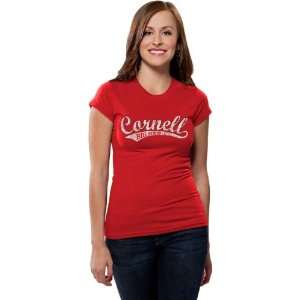  Cornell Big Red Womens Distressed Tail Sweep Short Sleeve 