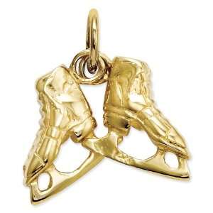  14k Yellow Gold 3 D Pair Of Ice Skates Charm Jewelry