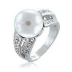 Bling Jewelry CZ Pave Tahitian Shell Grey Pearl Cocktail Ring (more 