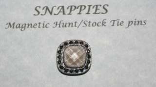 Snappies MAGNETIC black/ivory stock tie hunt collar pin  