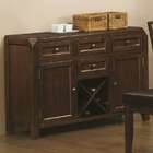   Oak Wood Finish Contemporary Dining Buffet with Wine Bottle Storage