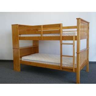 Bedz King Bookcase Bunk Bed Twin over Twin Mission style in Honey at 