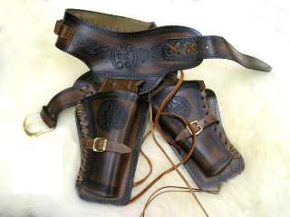 DOUBLE RIG DUAL TONE LEATHER WESTERN HOLSTER & BULLETS  