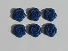 12 Navy Blue flat round roses edible sugar cake topper decorations 