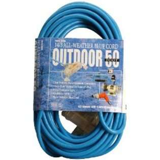 Coleman Cable 03268 14/3 SJTW Low Temp Outdoor Extension Cord, Blue 