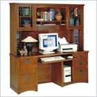   California Bungalow Wood Computer Desk with Hutch in Mission Oak