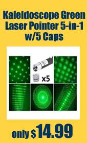 Kaleidoscope Green Laser Pointer 5 in 1 w/5 Caps   NEW  