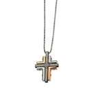 Vistabella Stainless Steel Black Rose Gold Plated CZ Cross Pendant