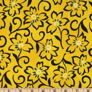  44 Wide Stripey Tiger Floral Yellow Fabric By The Yard 