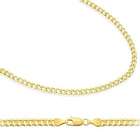 IceNGold 14K Solid Yellow Gold DC Curb Cuban Chain Necklace 3.2mm (1/8 