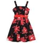 Youngland Girls Strappy Dress With Belt Floral Red Black
