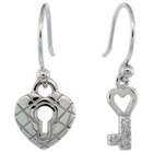 Sabrina Silver Sterling Silver Key To My Heart Diamond Dangle Earrings 