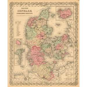  Colton 1881 Antique Map of Denmark