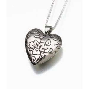  Floral White Bronze Heart Cremation Jewelry Jewelry
