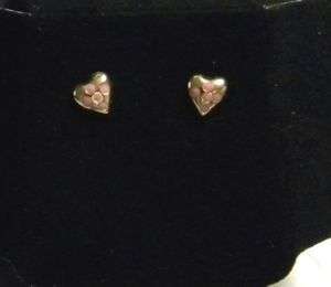 KREMENTZ CHILDS SOLID 14k gold PINK HEART earrings  