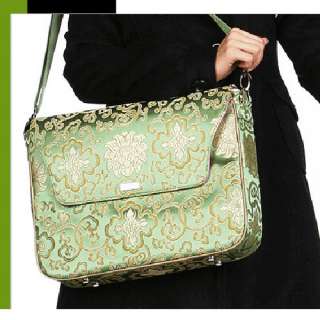 Abbi newyork Womens Shoulder Messenger laptop Bag Floral Design Green 