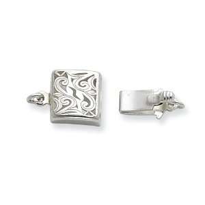  Sterling Silver 7.8mm Scroll Design Square Pearl/Bead 