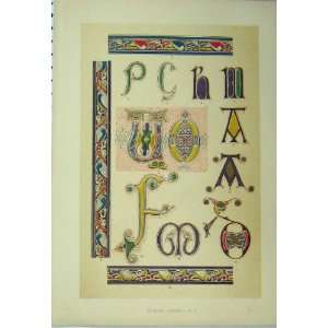   Seventh Century C1882 Calligraphy Design Colour Print