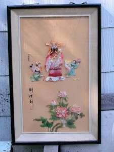 CHINESE MOTHER OF PEARL FRAMED ART SIGNED ORIG. UNIQUE  