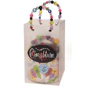   Frosted Gift Bags with Multi Colored Bead Handles 9.5