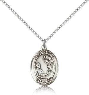 Sterling Silver St. Cecilia Medal Saint Patron Protecto  