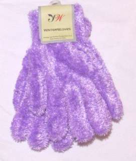 Womens Purple Winter Fuzzy Chenille Glove One Size NWT  