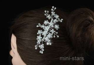 Bridal Handmade Flower Quality Crystal Hair Comb T1387  