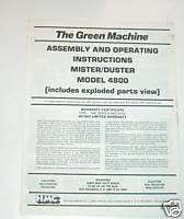 GREEN MACHINE Parts Manual Mister Duster 4800  