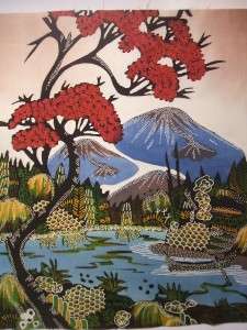 Indonesian Hand Dyed Mountain Landscape Asia Cotton Batik Panel NEW 