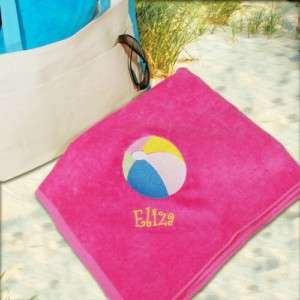 Custom Embroidered Beach Ball Towel Pink/Blue Or Lime  