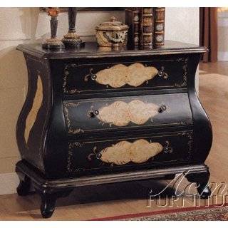 Entry Way Accent Bombe Chest Black Finish