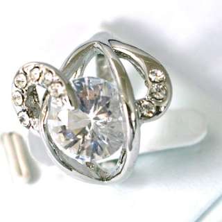   White Topaz Gemstone 18K GP Diamante Zircon CZ Ring Jewelry  
