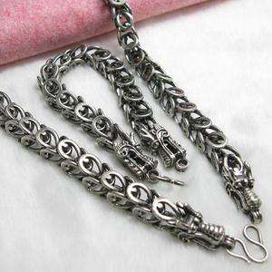  Xmas Gift Silver EP Dragon Mens Necklace&Bracelet 20Inch&8Inch  