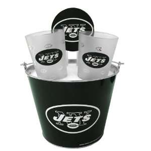  New York Jets NFL Metal Bucket, Frost Resist Pint Glass 