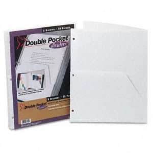 Ring Binder Double Pocket Dividers   Letter, White, Five per Pack(sold 