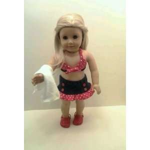  Blue and Red Two Peice Swimsuit for American Girl Dolls 
