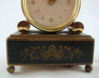 Vintage Reuge Music Box Alarm Small Mantel Clock Made In Switzerland 