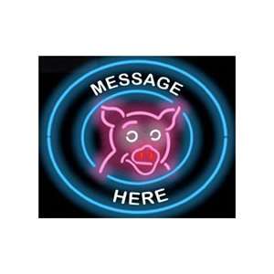  Circular Pig w/Custom Message Neon Sign