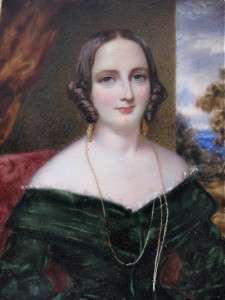 Fine ANTIQUE 1842 Painted Portrait Miniature of Lady ~ Cornelius 