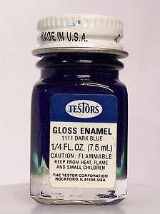   TESTORS DARK BLUE GLOSS ENAMEL 1111 Model Paint Brush 1/4 oz  