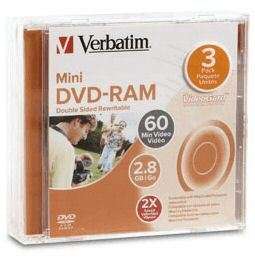 Pak VERBATIM Mini DVD RAM fits HITACHI/PANASONIC Cams  