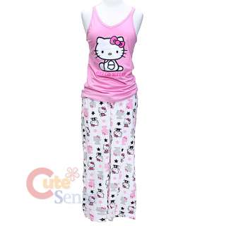 Hello kitty PJ Pink Tank Top & White Capri Pants Set  