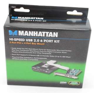USB 2.0 6 Port Kit, 2 Port PCI + 4 Port Front Bay Mount 766623176651 