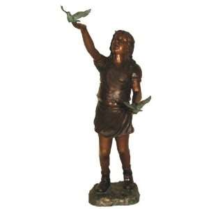   Metropolitan Galleries SRB47193 Girl with Bird Bronze