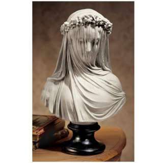 Medieval Guinevere Veiled Maiden Sculptural Bust Statue  