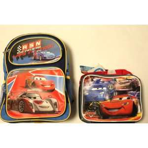  Disney Cars Ii Medium Backpack + Lunch Bag SET   3 