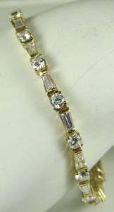 Estate Sterling Silver 8.25ctw Diamond Cut Sapphire Tennis Bracelet 11 