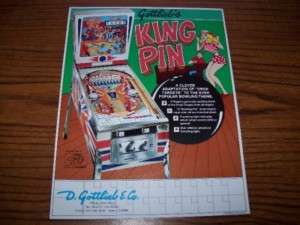 1973 GOTTLIEB KING PIN PINBALL MACHINE FLYER BROCHURE  