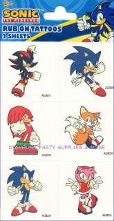 Sonic the Hedgehog Temporary Tattoos Party Favors  