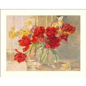  Valeriy Chuikov   Red Tulips And Daffodils Size 14x11 